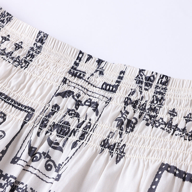 Falda midi estampada de cintura alta y corte evasé