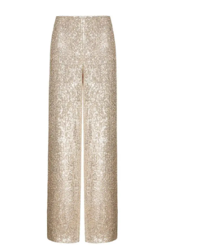 Pantalón ancho de lentejuelas de tiro alto