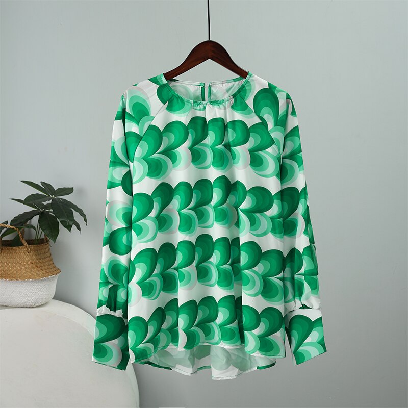 Blusa estampada holgada de manga larga