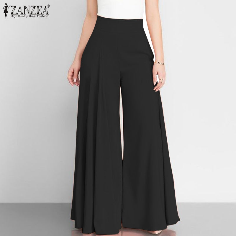 Pantalón palazzo de cintura alta y pierna ancha