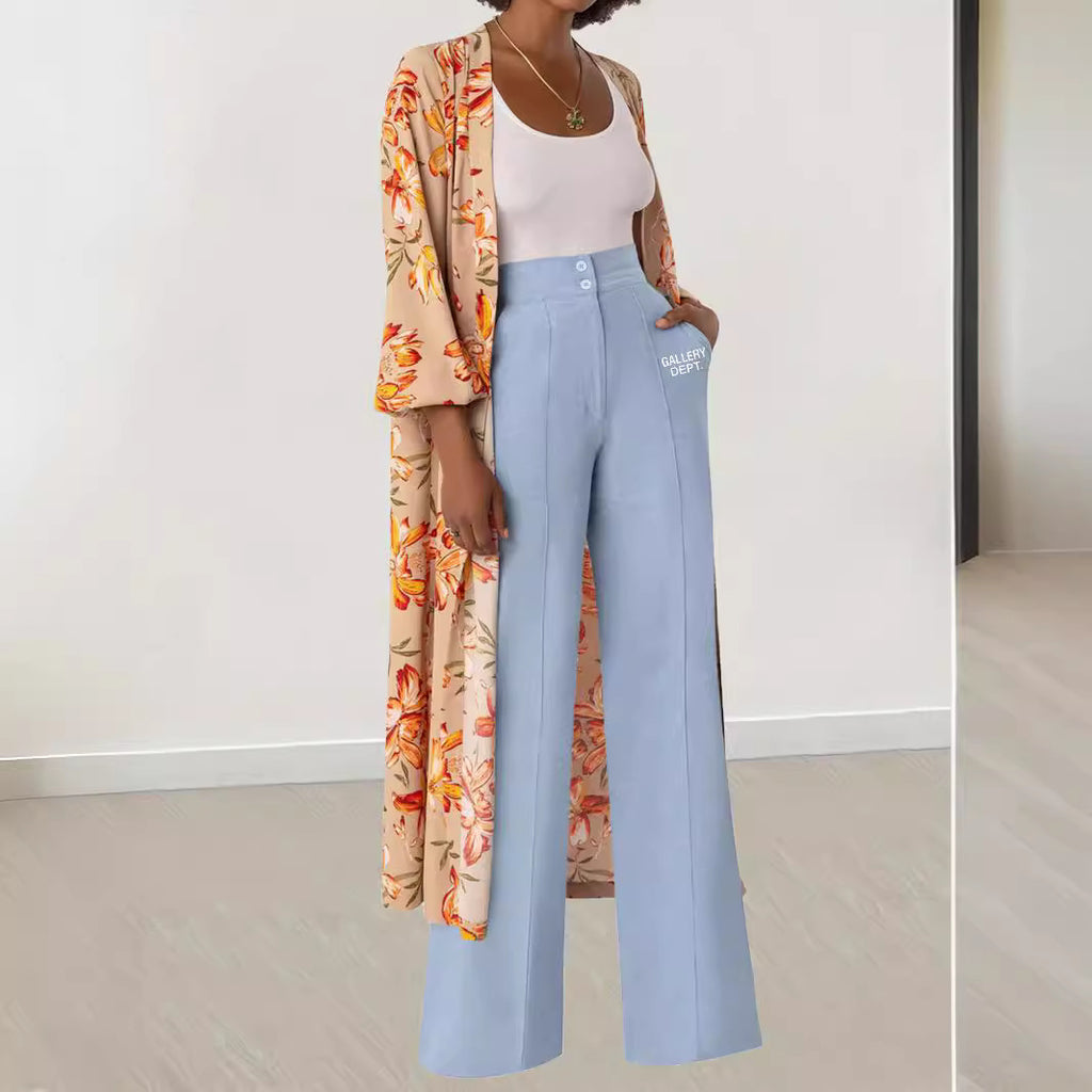 Pantalón casual de pierna ancha y cintura alta