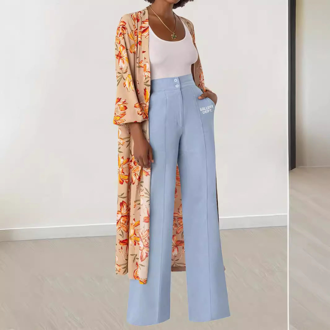 Pantalón casual de pierna ancha y cintura alta