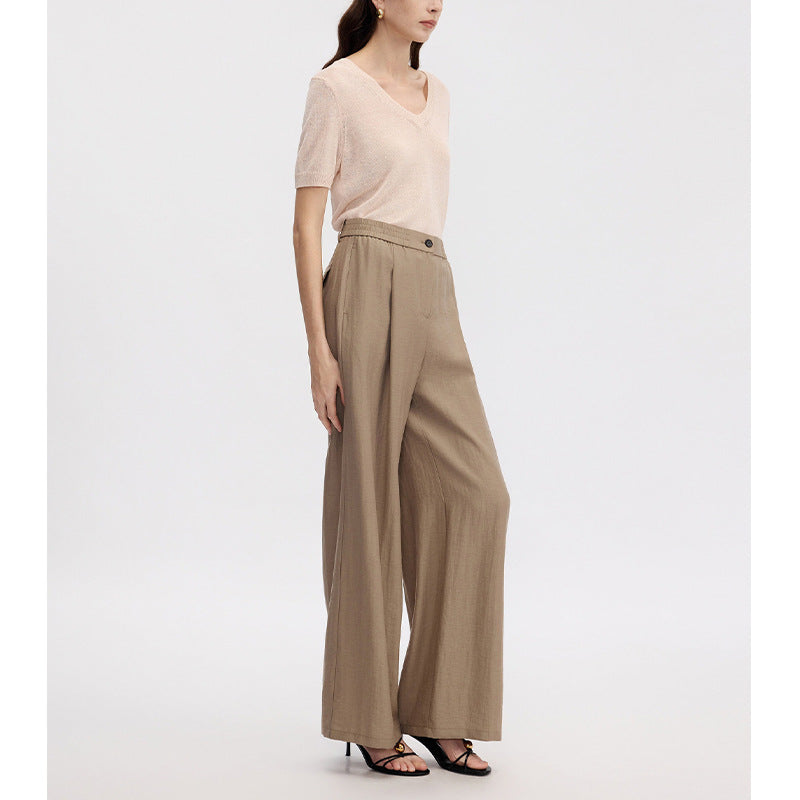 Pantalón largo recto de viscosa con caída fluida