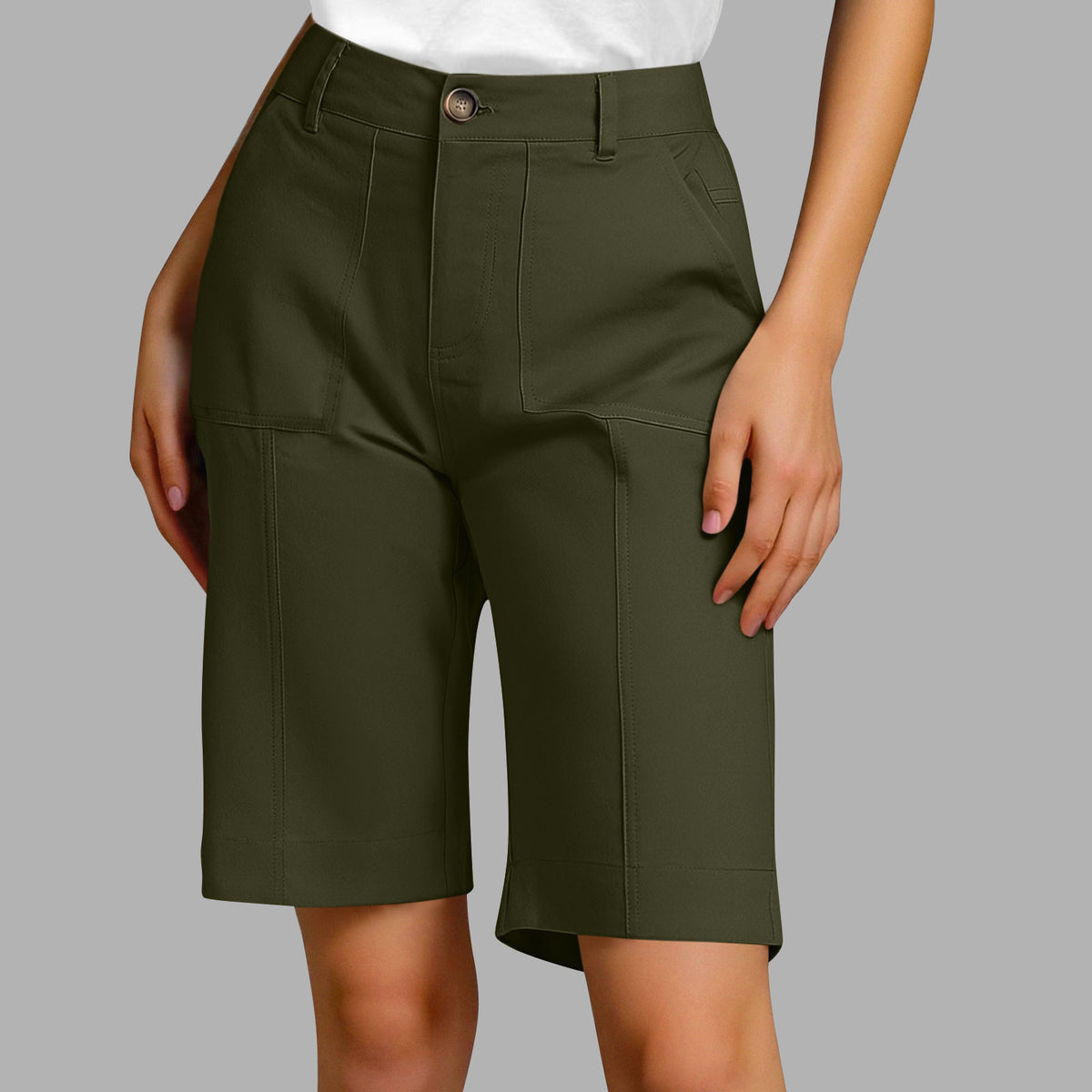 Bermudas elegantes de algodón de corte holgado
