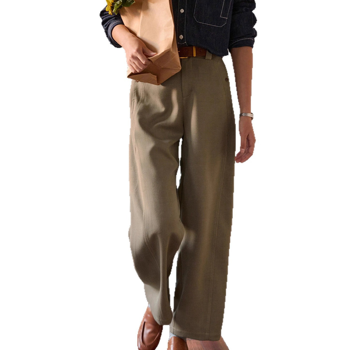 Pantalón de lyocell y lana de tiro alto