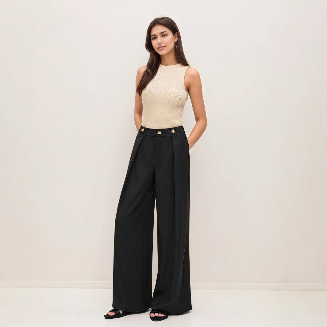 Pantalón recto de tiro alto con cremallera