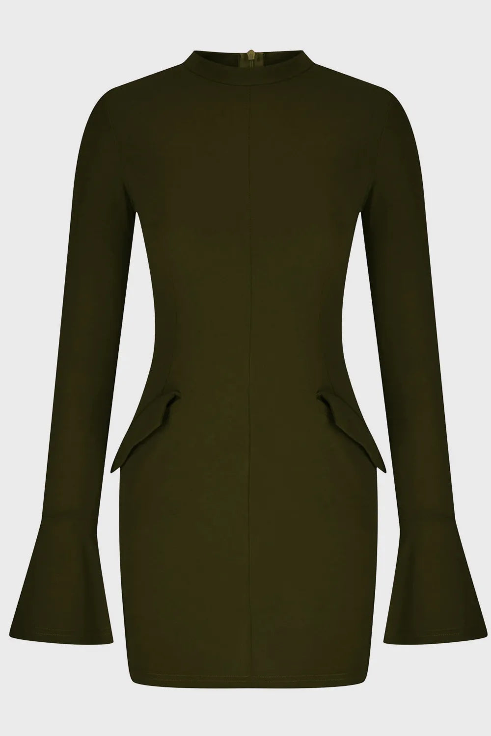Vestido corto de manga larga con cuello alto