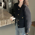 Chaqueta corta de tweed negra