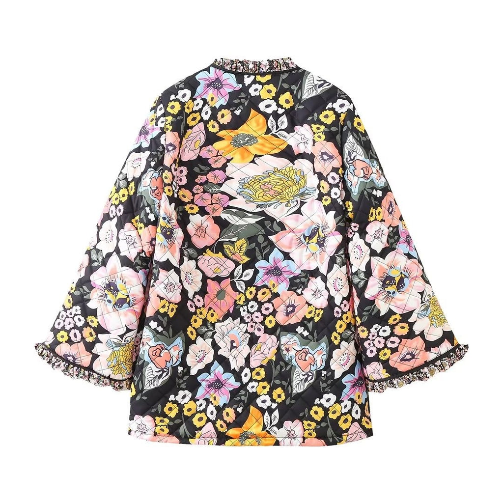 Chaqueta acolchada estampada de manga larga
