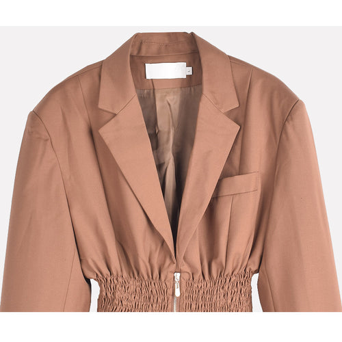 Blazer vintage entallado con plisado y cremallera