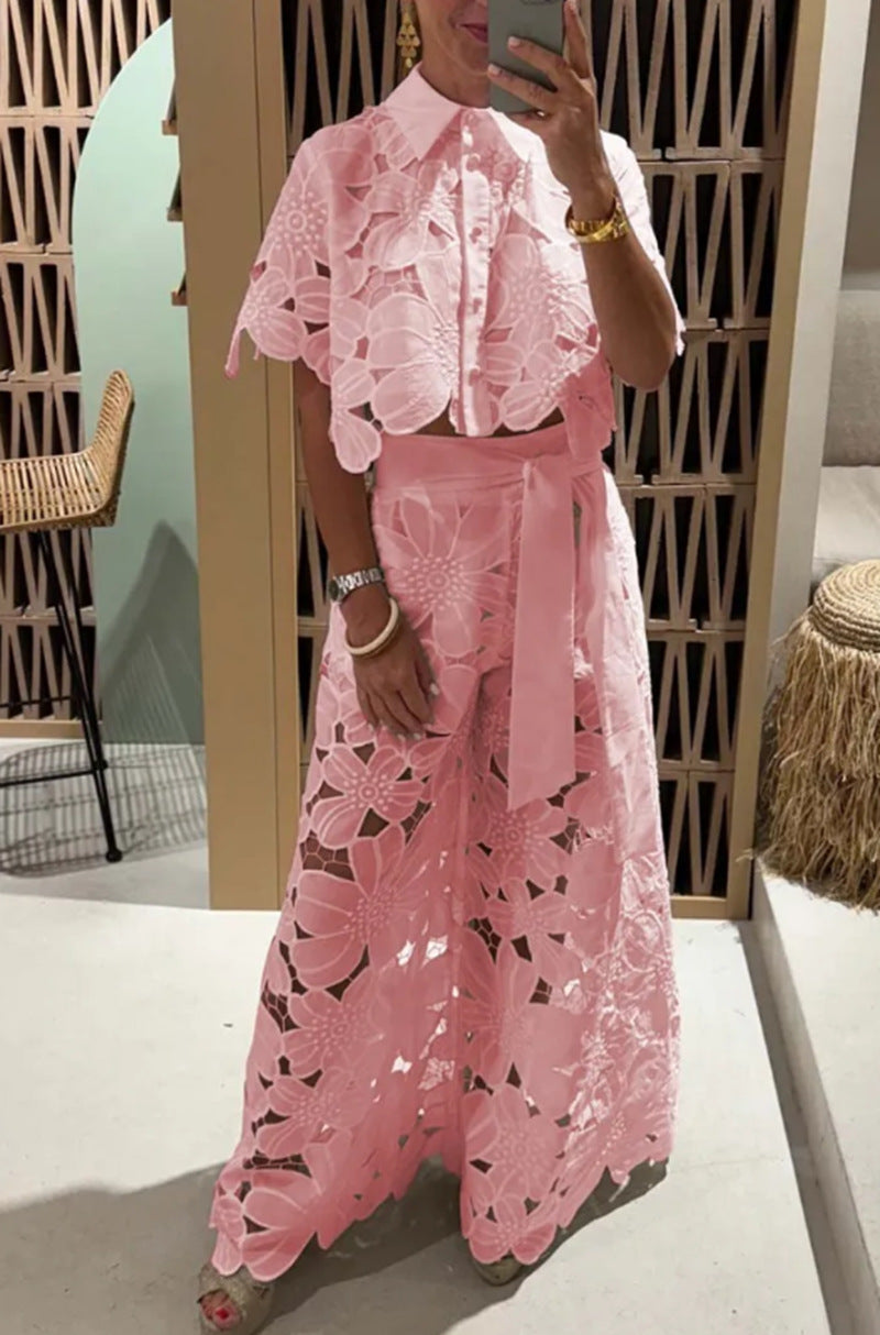 Conjunto de top calado y pantalón ancho