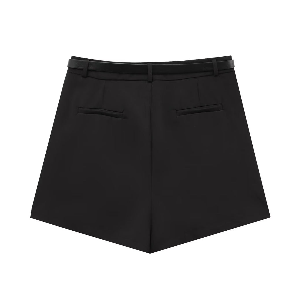 Pantalón ancho plisado de tiro alto con cinturón