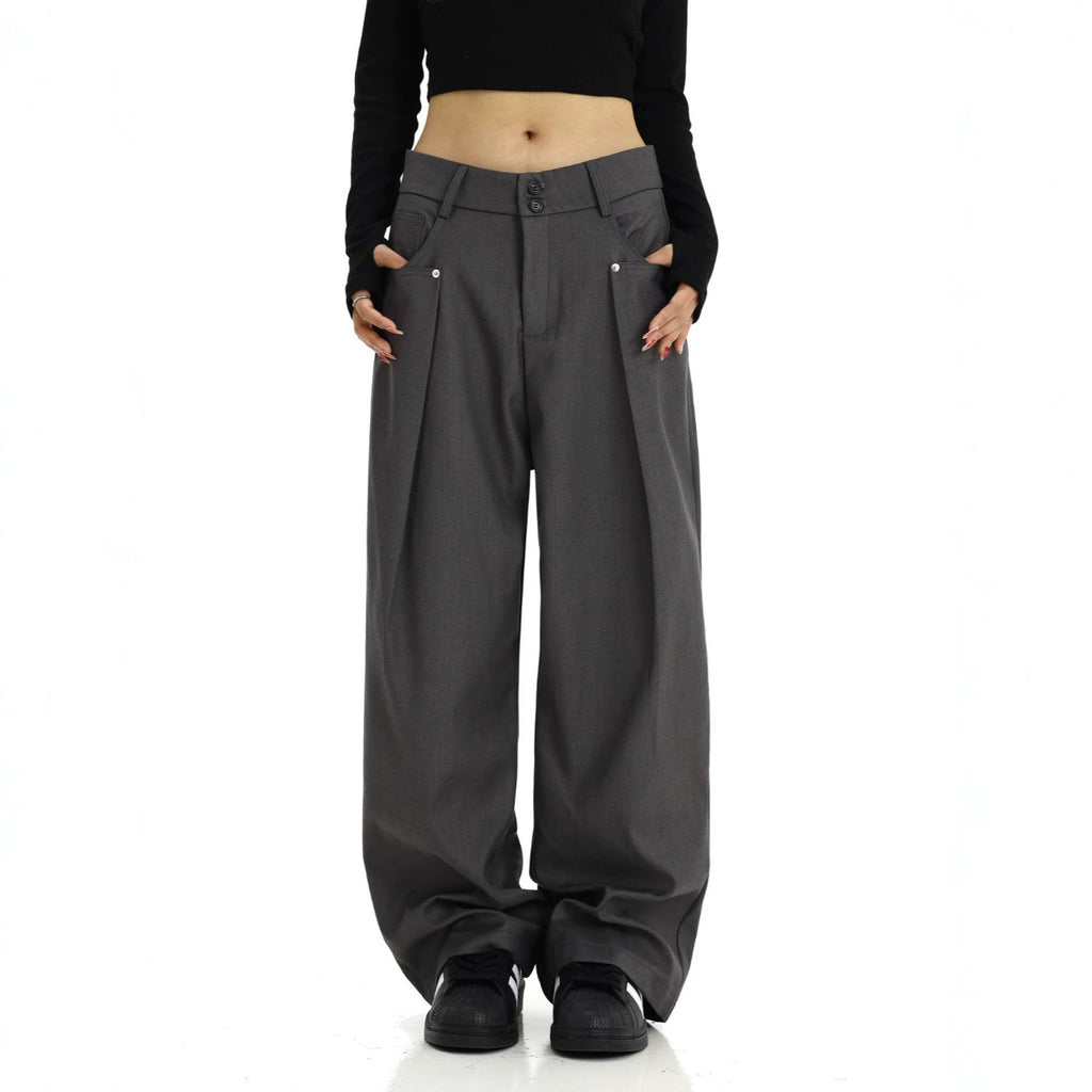 Pantalón plisado unisex de pierna ancha