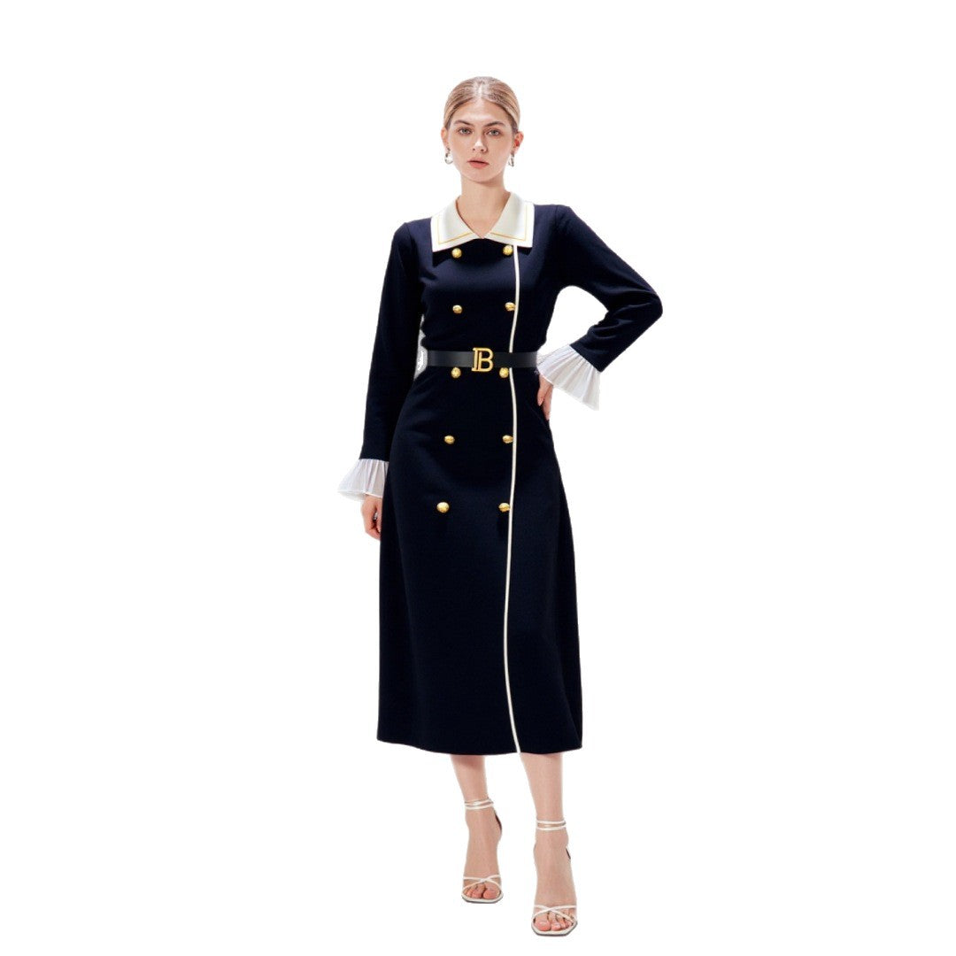 Vestido midi de punto con manga larga acampanada