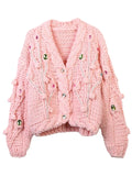Jersey de punto con rombos y escote en V