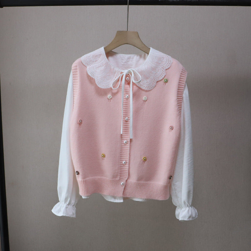 Conjunto de camisa y chaleco de punto