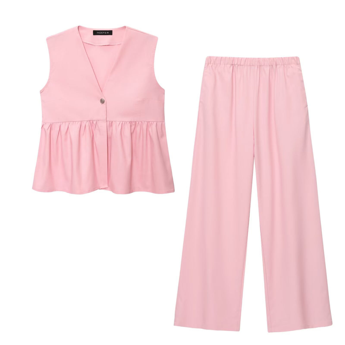 Conjunto elegante de chaleco con escote en V y pantalón de traje