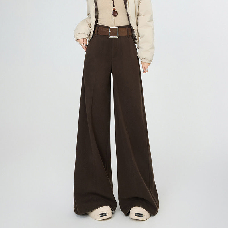 Pantalón de otoño de cintura alta y pierna ancha