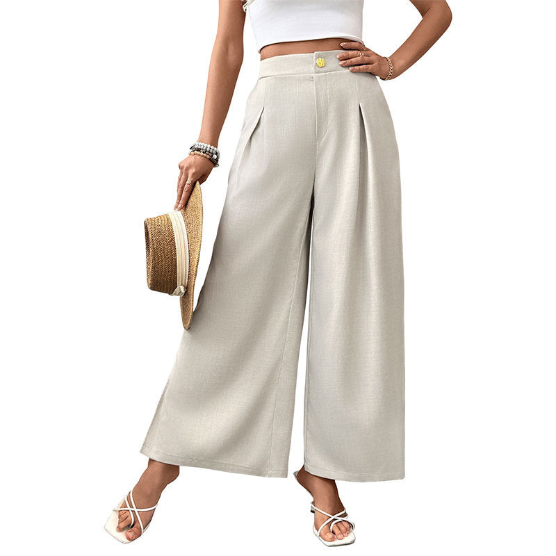 Pantalón ancho gris claro de estilo elegante