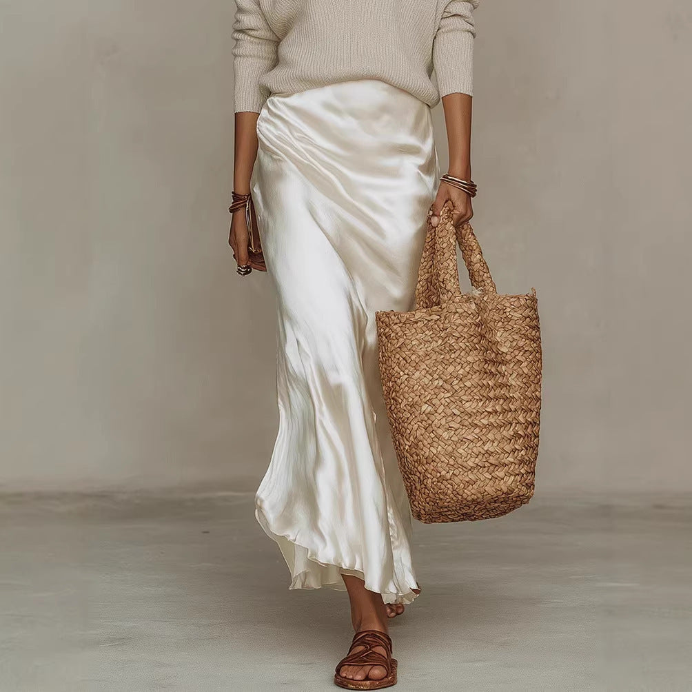 Conjunto de top y vestido satinado de dos piezas