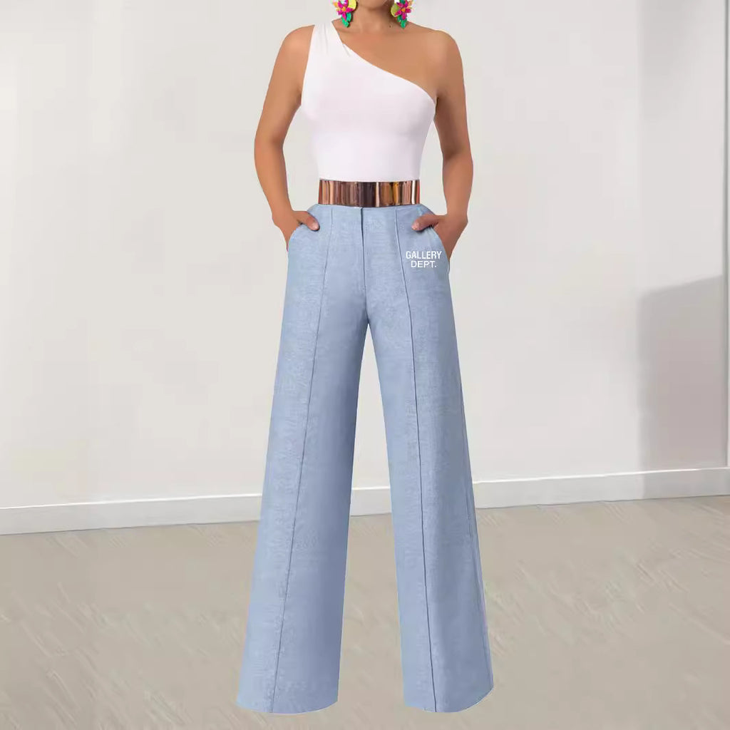Pantalón casual de pierna ancha y cintura alta