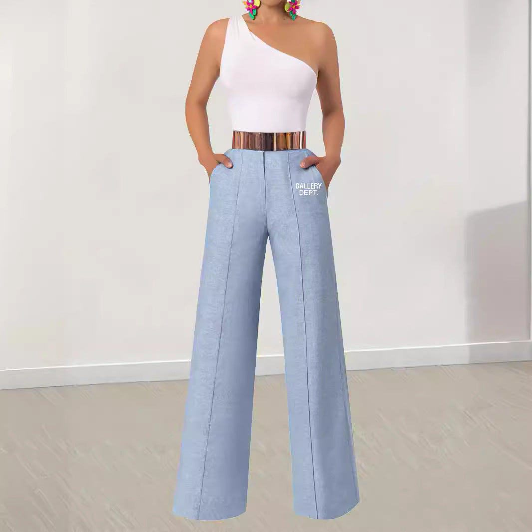 Pantalón casual de pierna ancha y cintura alta