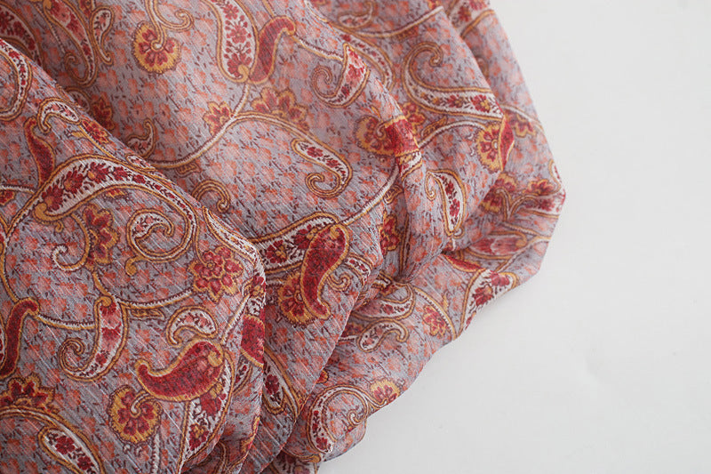Camisa estampada elegante de manga larga abullonada