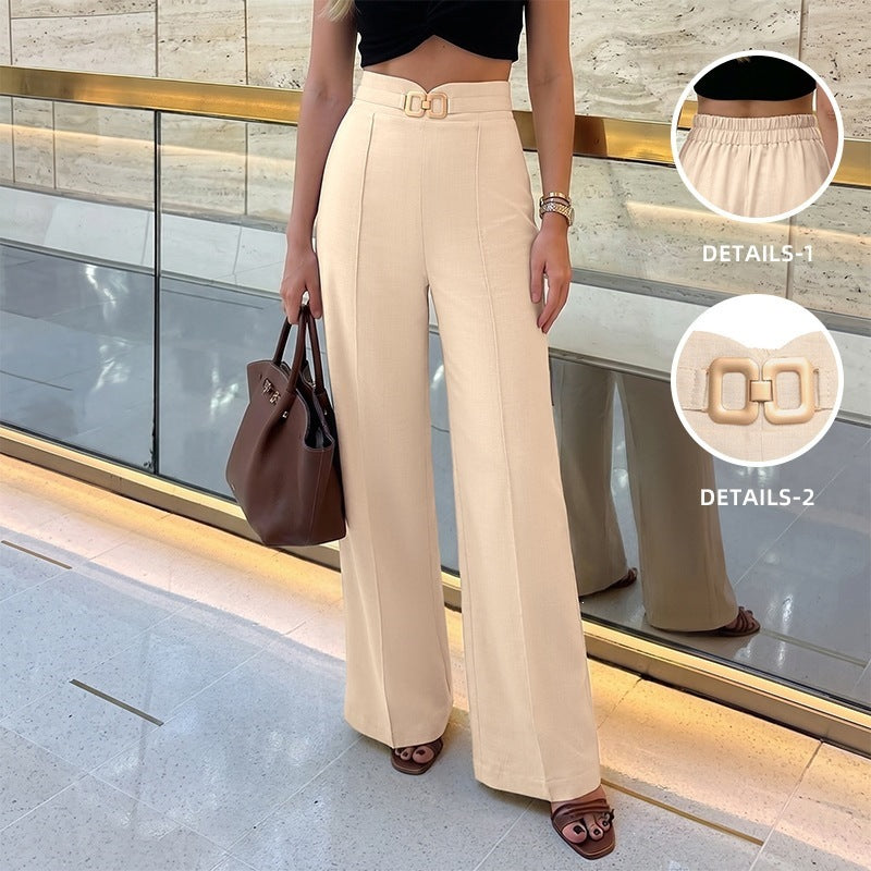 Pantalón recto fluido de tiro alto