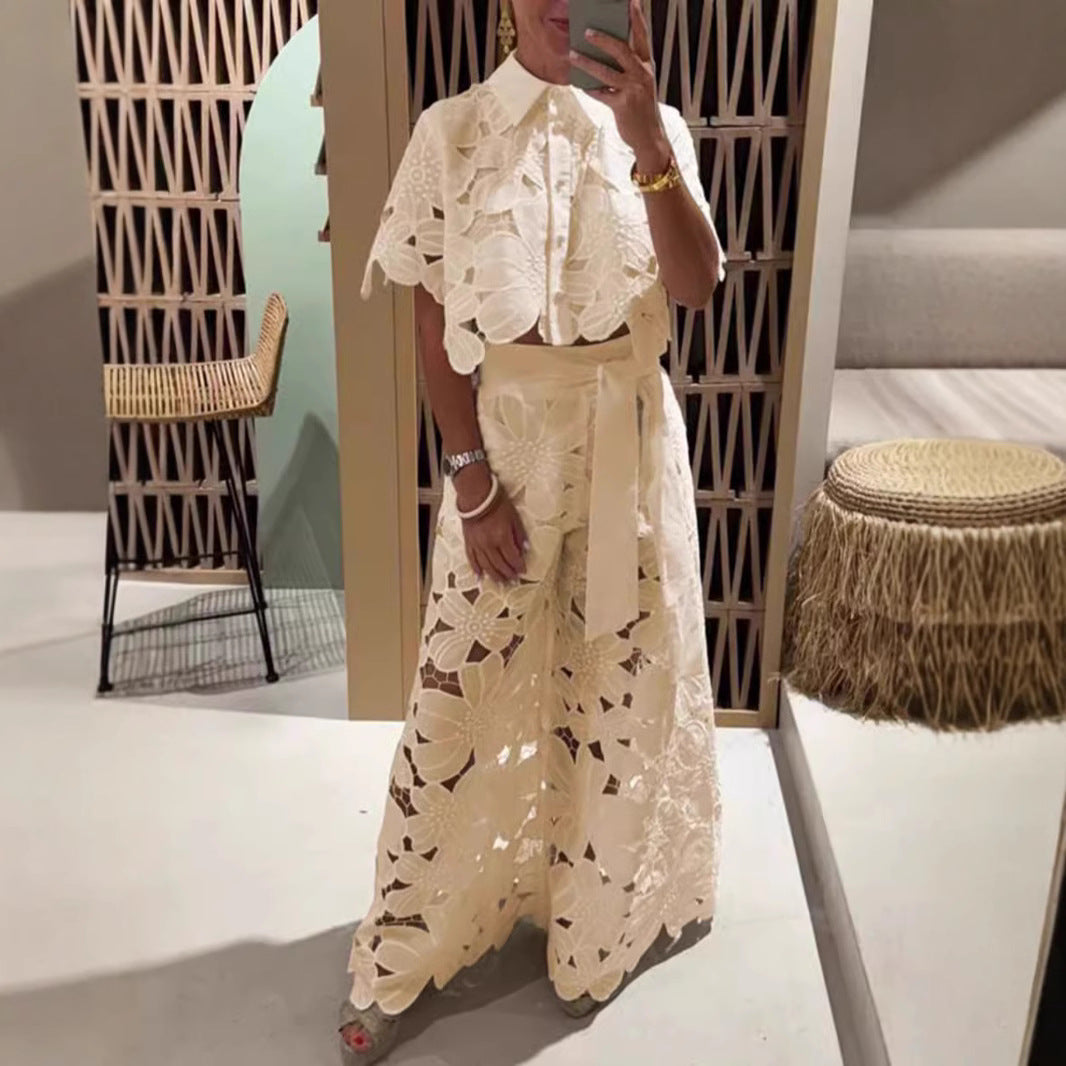 Conjunto de top calado y pantalón ancho