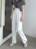 Pantalón de traje de cintura alta y pierna ancha