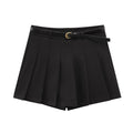 Pantalón ancho plisado de tiro alto con cinturón