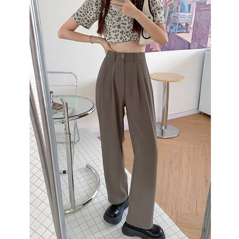 Pantalón de traje de cintura alta y pierna ancha