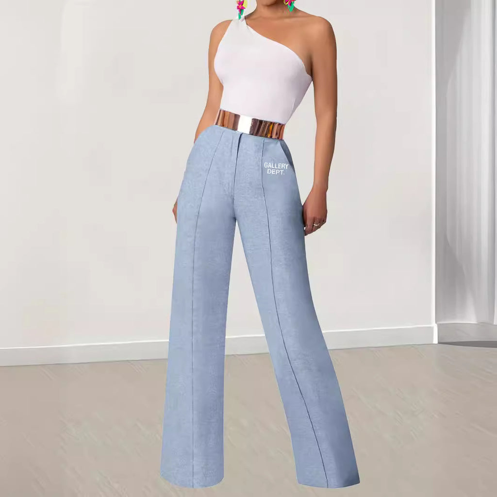 Pantalón casual de pierna ancha y cintura alta