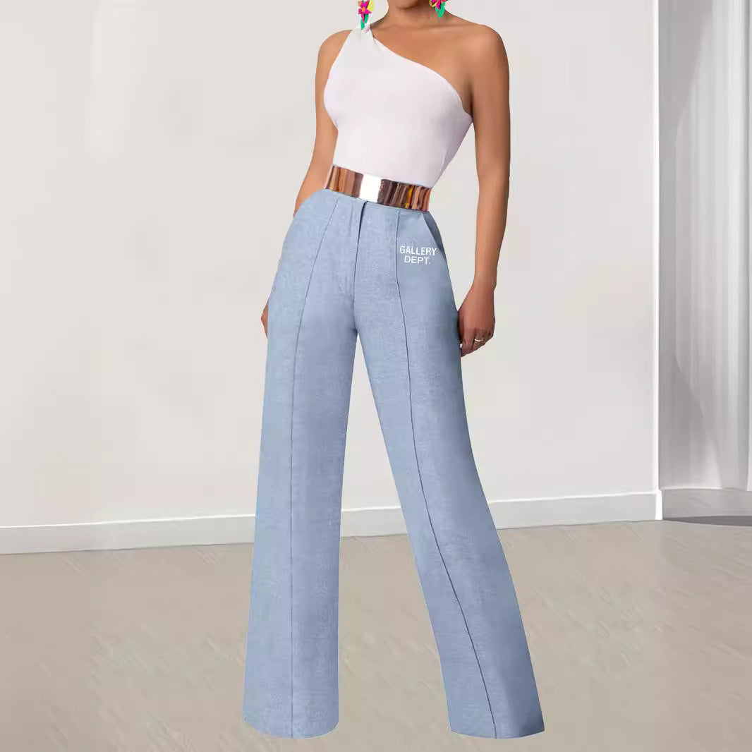 Pantalón casual de pierna ancha y cintura alta
