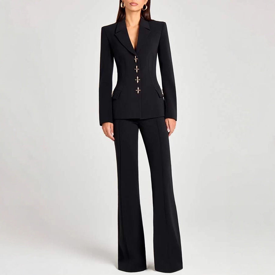 Conjunto de blazer de manga larga, chaleco y pantalón