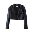 Conjunto de chaqueta corta y minifalda efecto piel