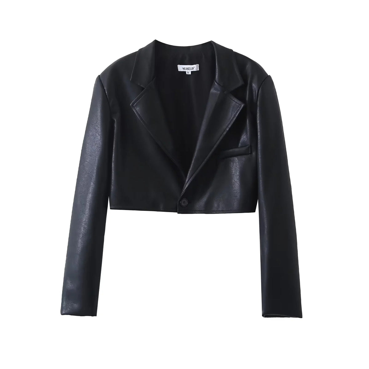 Conjunto de chaqueta corta y minifalda efecto piel