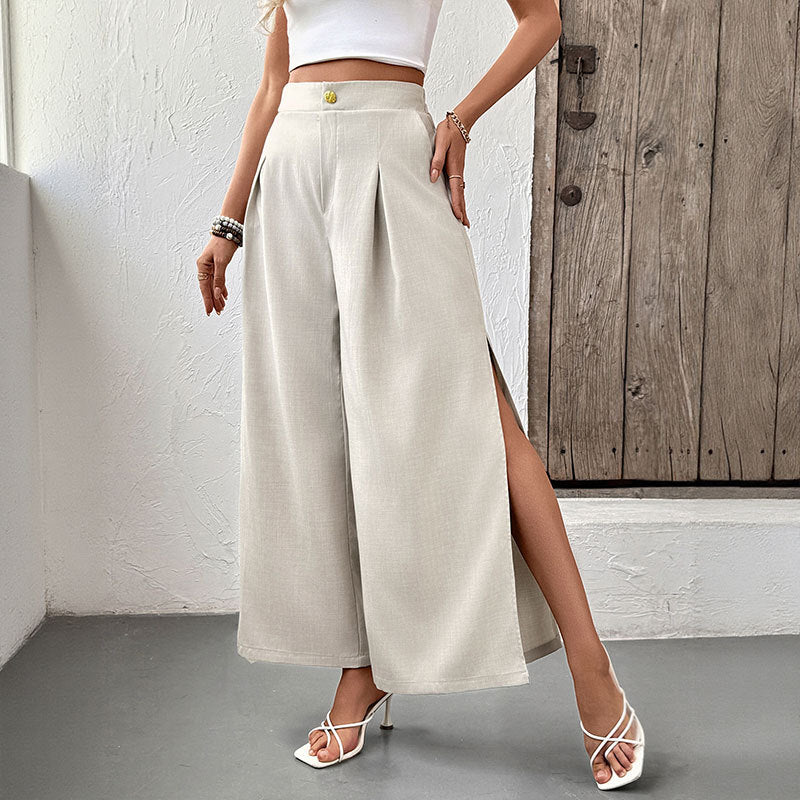 Pantalón ancho gris claro de estilo elegante