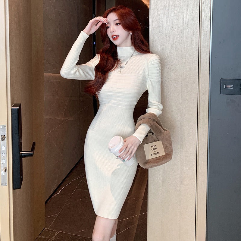 Vestido de punto entallado de manga larga