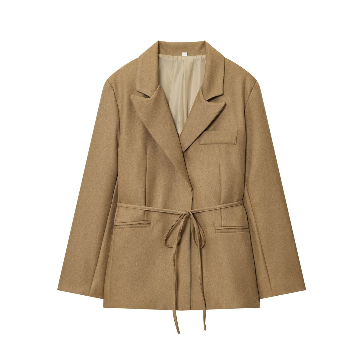 Blazer con cinturón y cuello de solapa