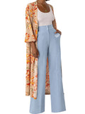 Pantalón casual de pierna ancha y cintura alta