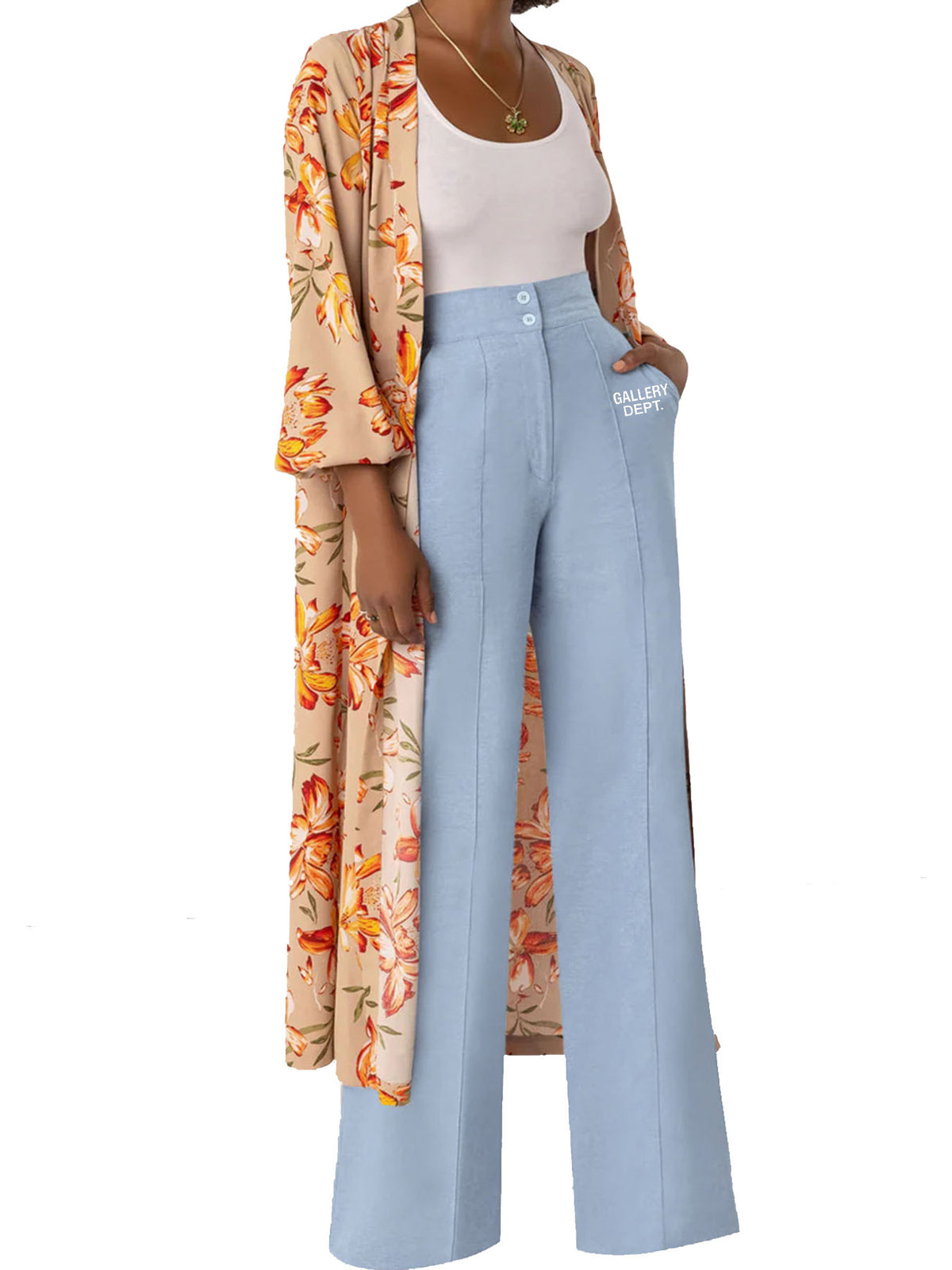 Pantalón casual de pierna ancha y cintura alta
