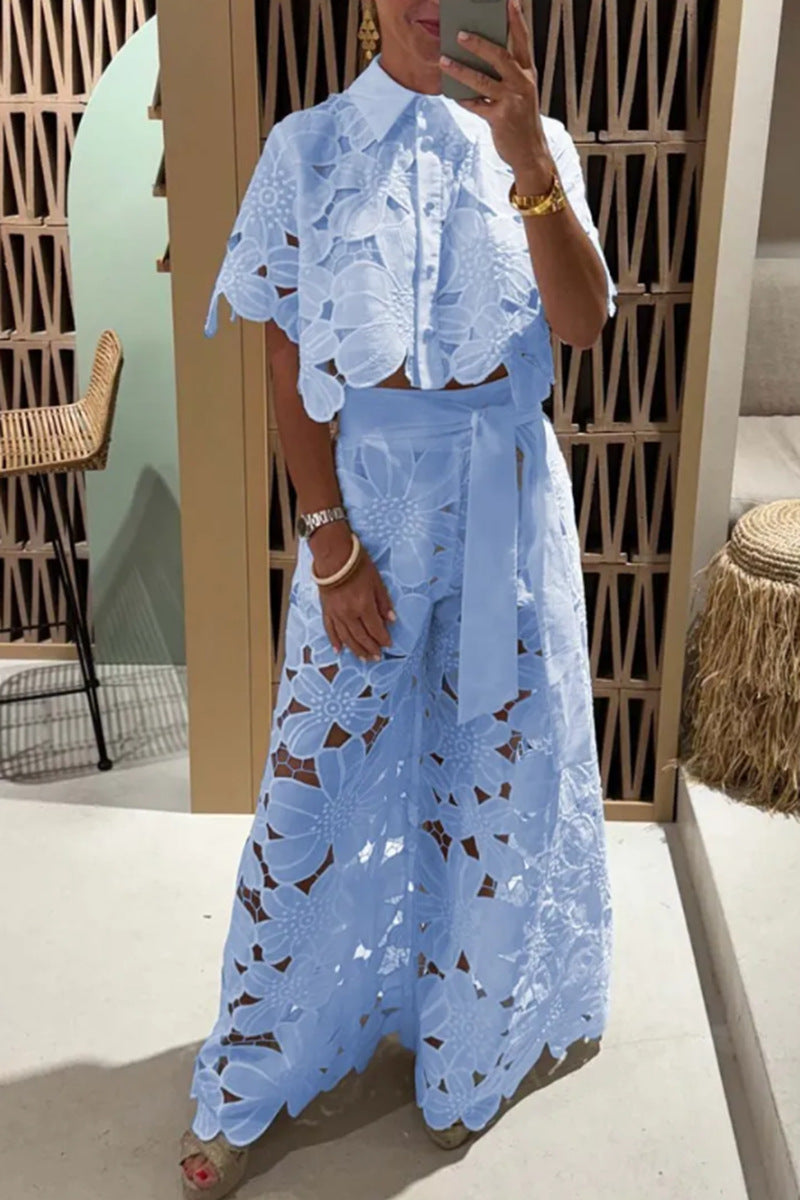 Conjunto de top calado y pantalón ancho