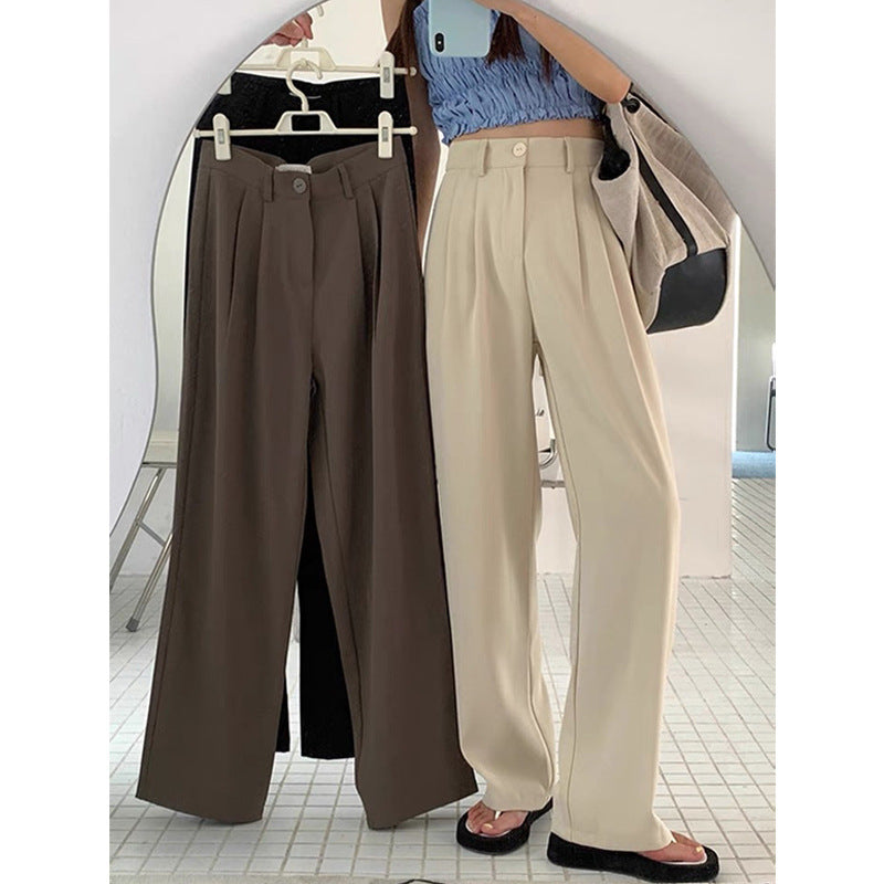 Pantalón de traje de cintura alta y pierna ancha