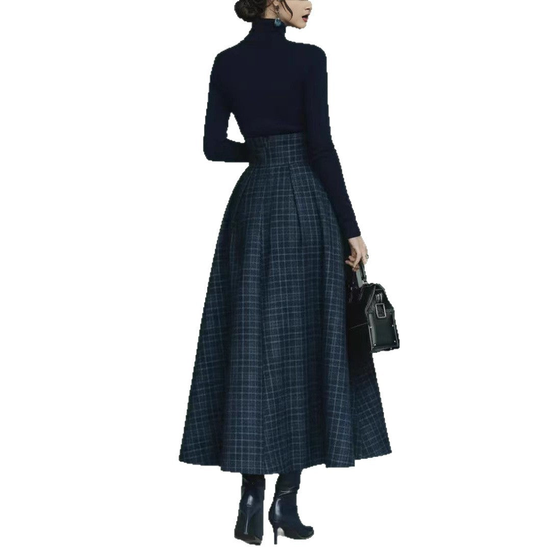 Vestido largo francés de punto con escote en V