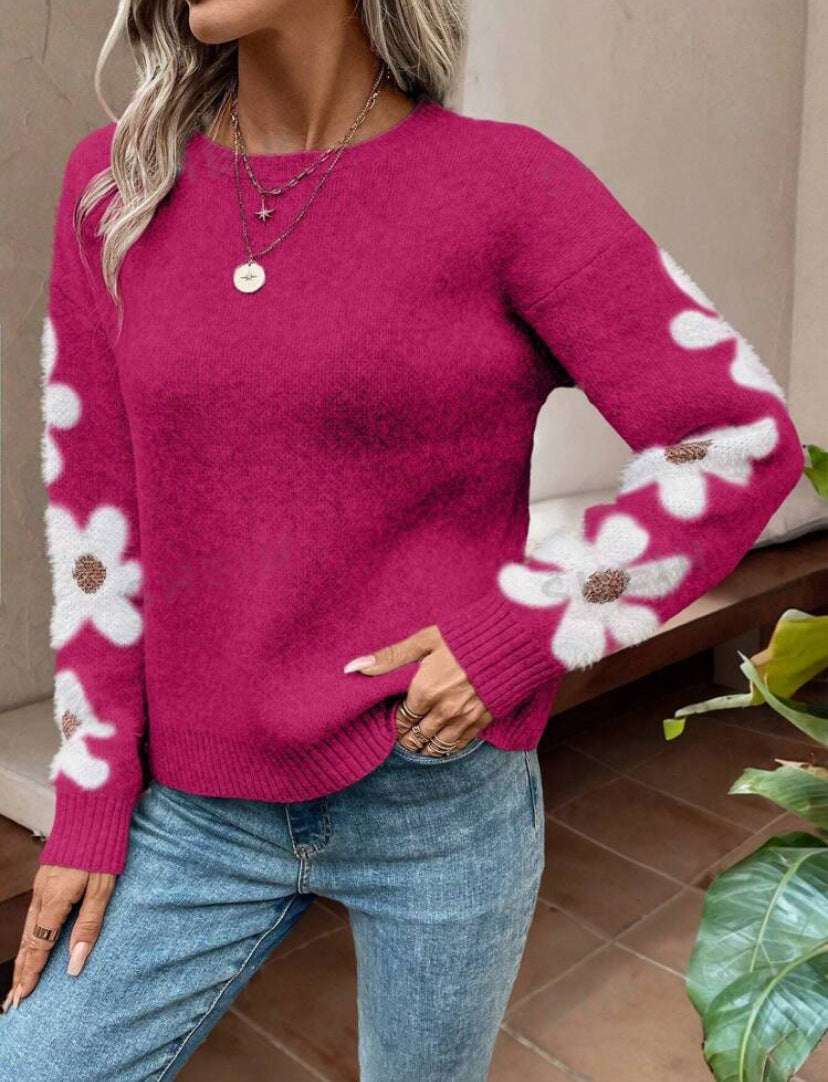 Jersey de punto jacquard de flores
