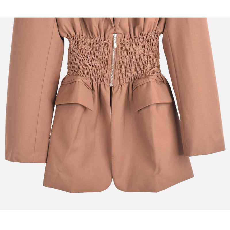 Blazer vintage entallado con plisado y cremallera