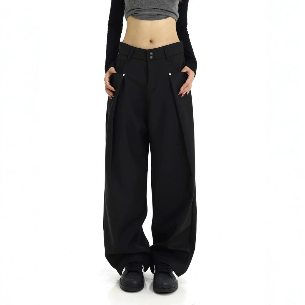 Pantalón plisado unisex de pierna ancha