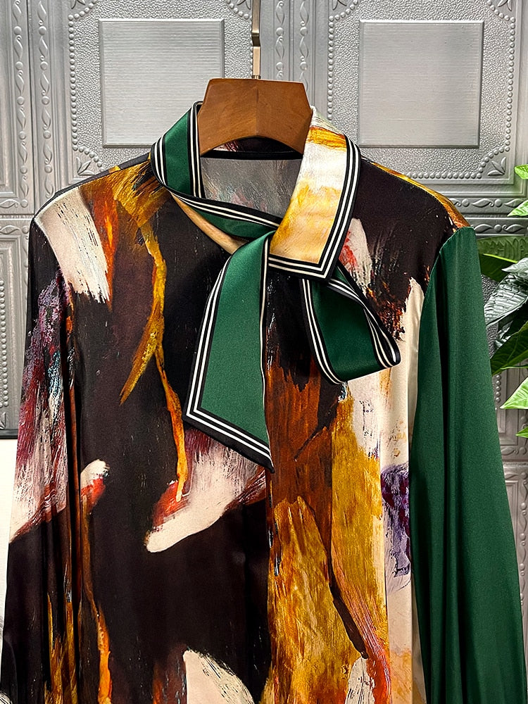 Blusa estampada artística de manga larga