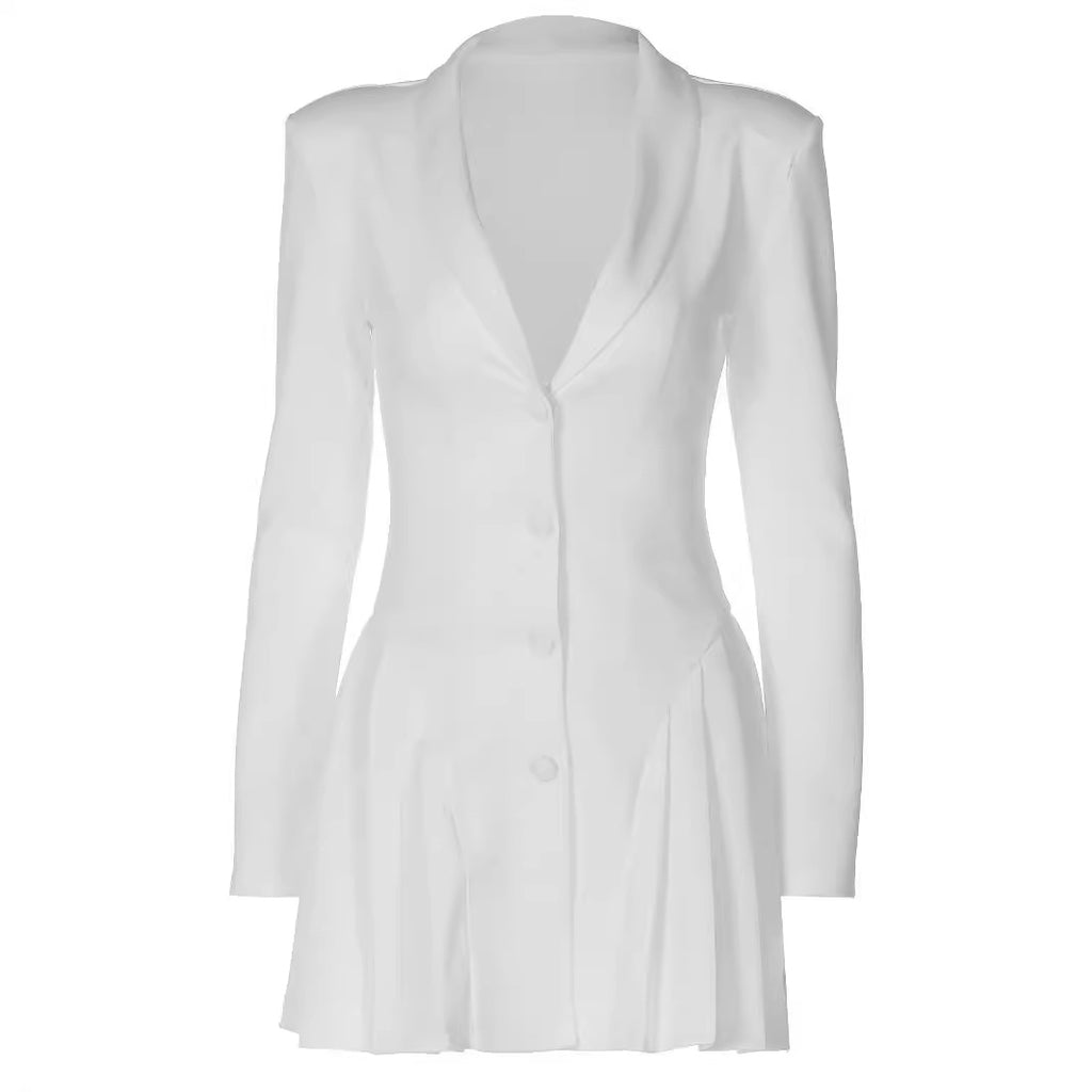 Vestido blazer corto de manga larga con escote profundo en V